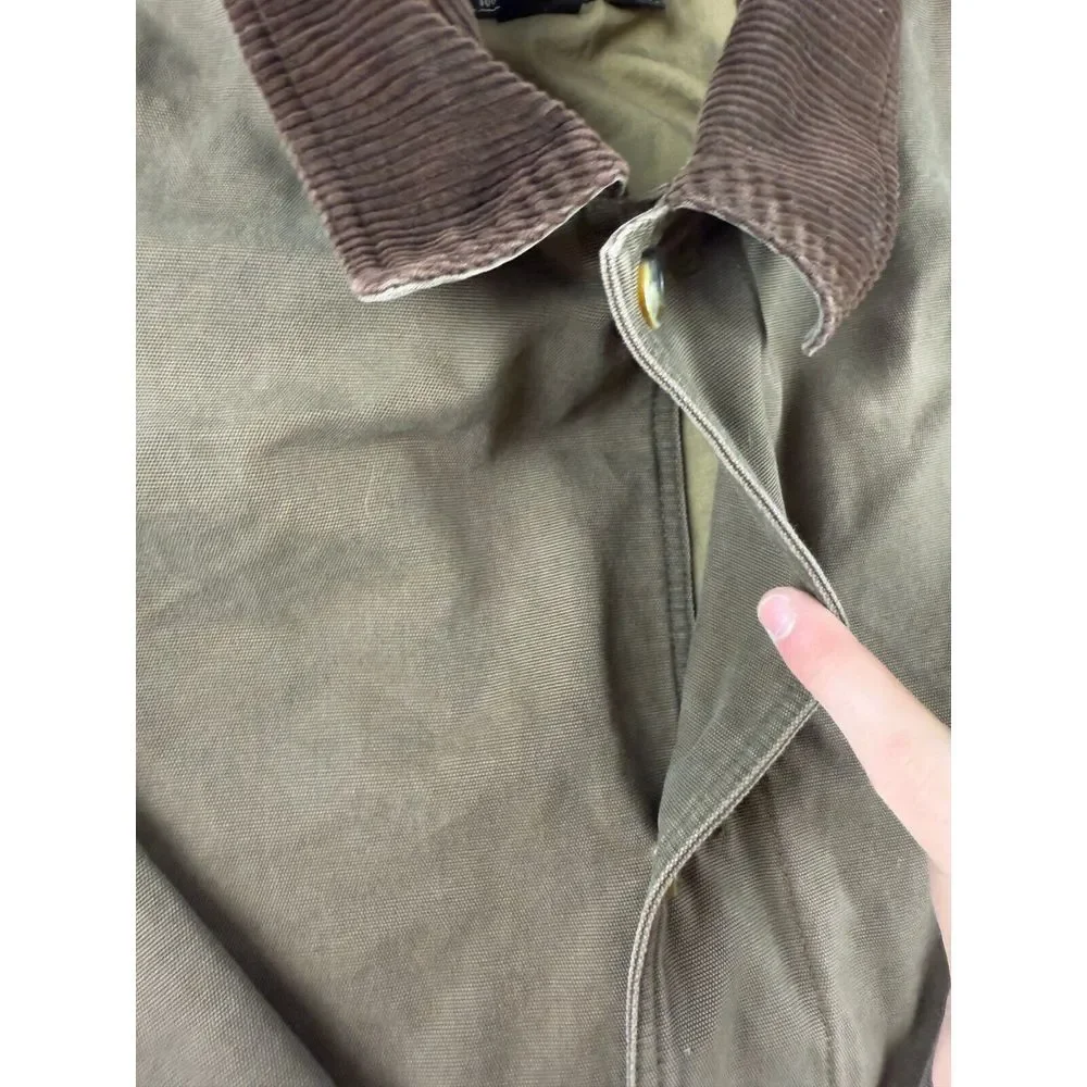 Eddie Bauer Jacket Mens XXL Brown Corduroy Collar Canvas Barn Field Coat Vintage